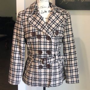✨Brown Double Breasted Plaid Peacoat✨